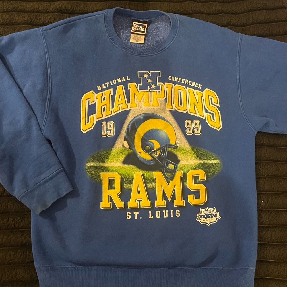 Pro Player Blue and Yellow St. Louis Rams Crewneck Sweater